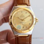 Swiss Replica Omega Constellation Gent's 39mm Watches Gold Face Diamond Markers